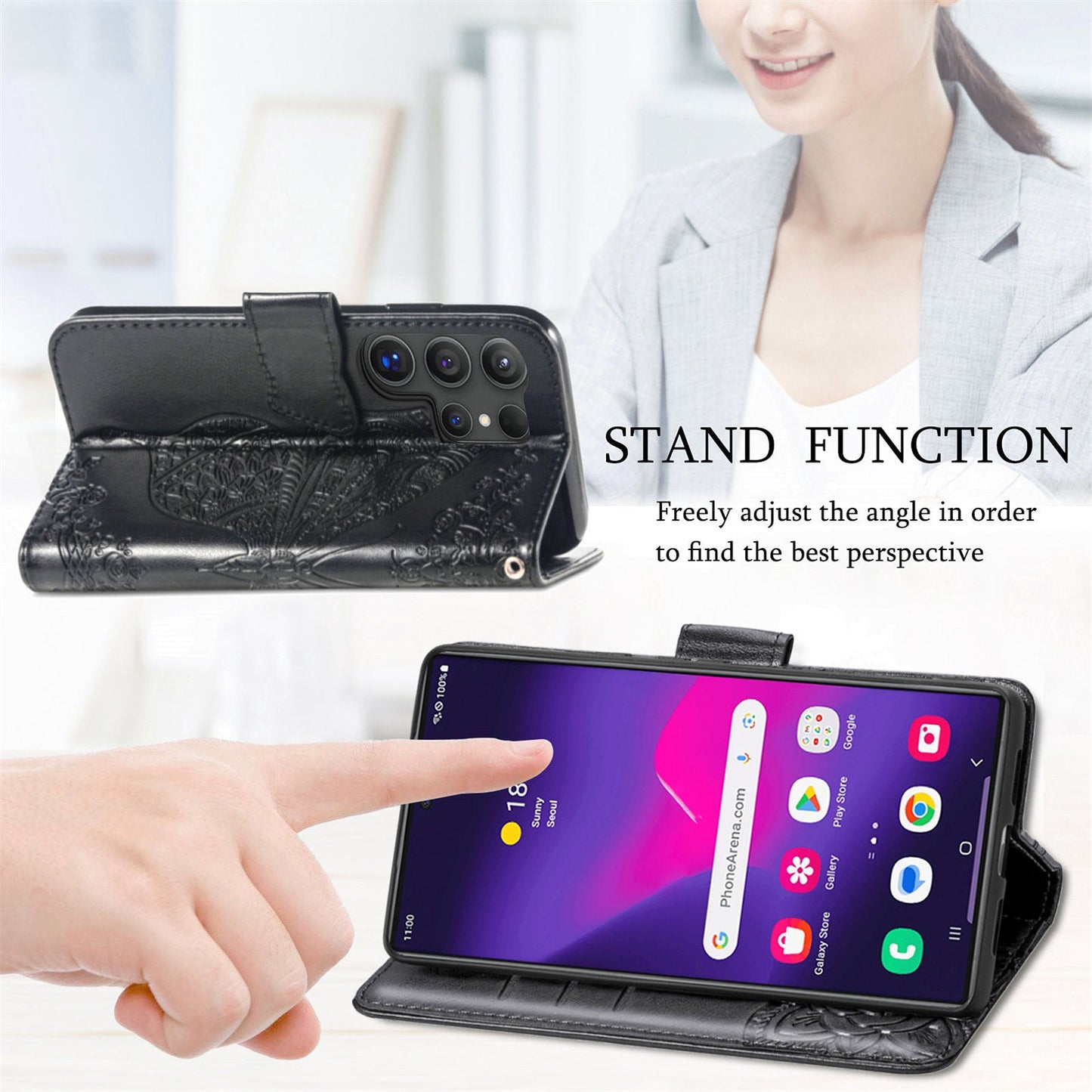 Embossed Butterfly Wallet Flip Case for Samsung Galaxy S25 Ultra