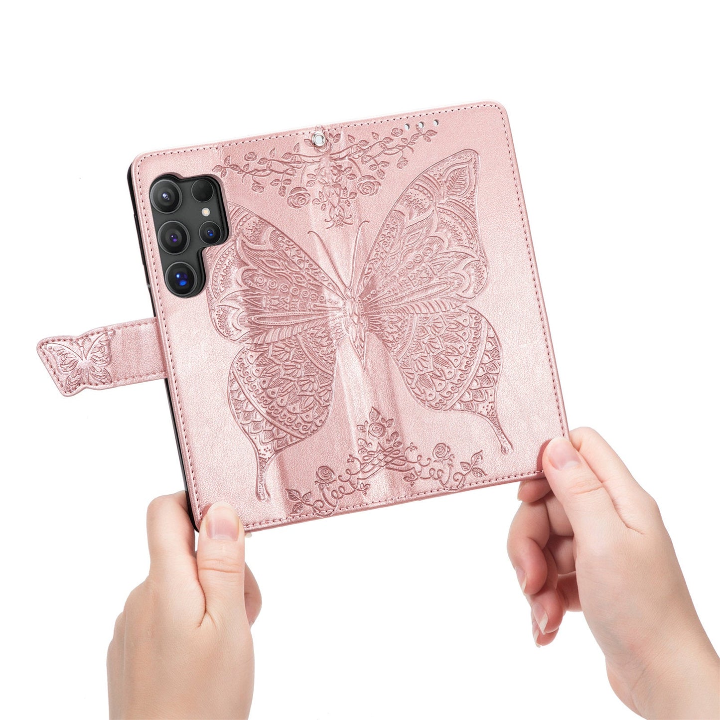 Embossed Butterfly Wallet Flip Case for Samsung Galaxy S25 Ultra
