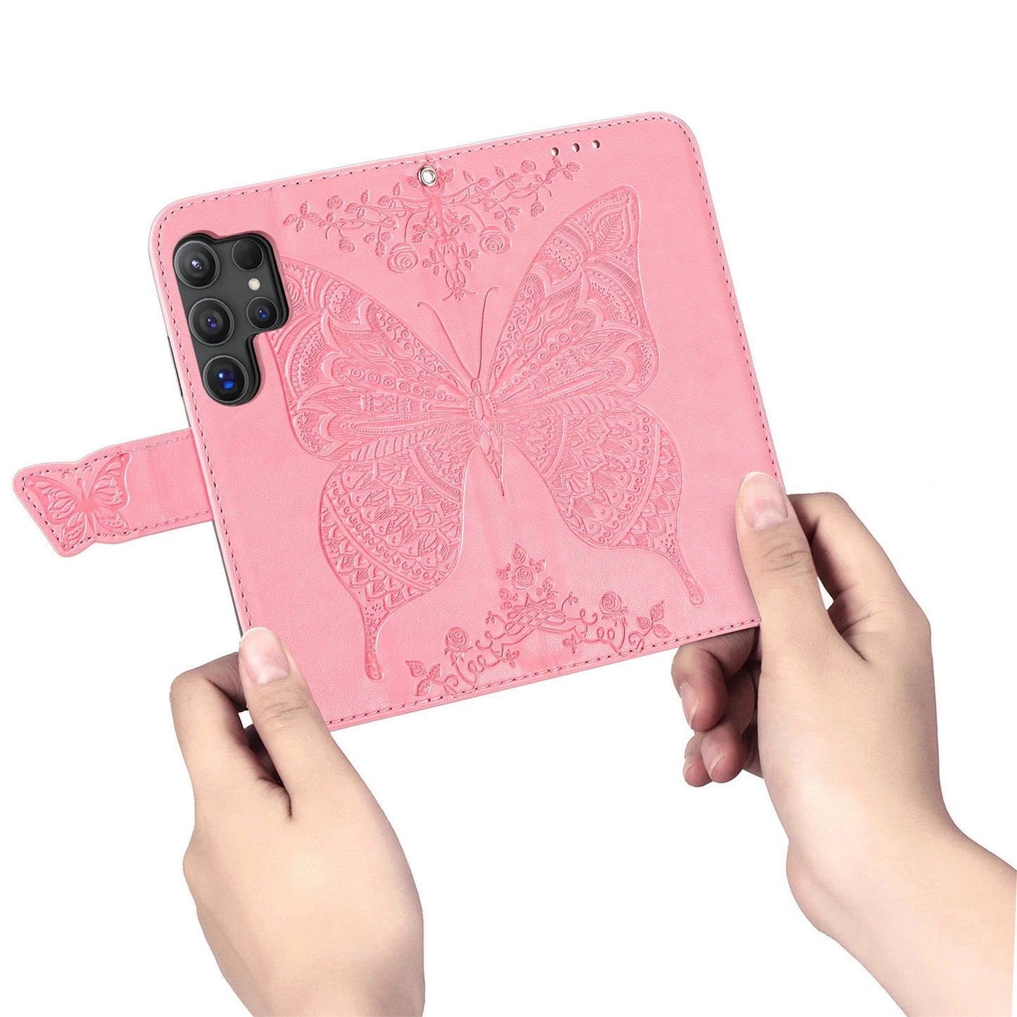 Embossed Butterfly Wallet Flip Case for Samsung Galaxy S25 Ultra